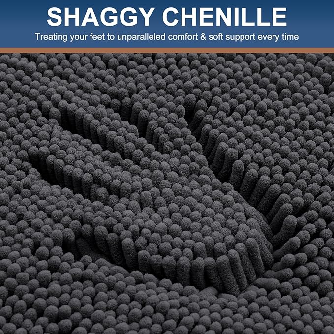Smiry Luxury Chenille Toilet Rugs U-Shaped 24x24, Soft Absorbent Non-Slip Contour Bathroom Rugs for Toilet, Machine Washable Contoured Bath Mats, Charcoal Grey