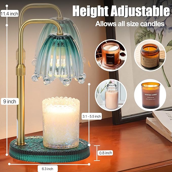 Candle Warmer Lamp with Timer - Electric Wax Melt Warmer with Adjustable Height and Dimmer for Scented Candle Wax, Home Fragrance Décor and House Warming Birthday Gifts for Women Mom