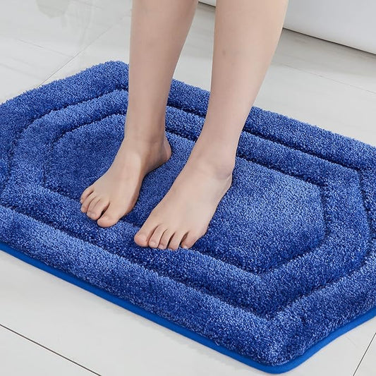 COSY HOMEER Extra Thick Bath Rugs for Bathroom - Anti-Slip Bath Linen Sets Mats Soft Plush 100% Strong Polyester Mat Living Room Bedroom Floor Water Absorbent(Blue,17x27 - Inches)