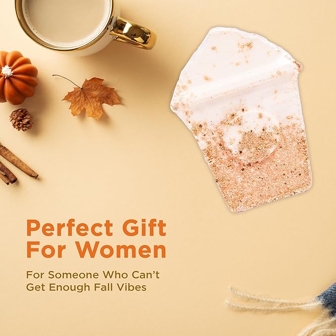 Pumpkin Spice Latte Bath Bomb for Women & Girls (Giftable Packaging) – Natural Relaxing Fall Bubble Bombs - Luxury Vanilla, Coffee, Cinnamon & Pumpkin Scented