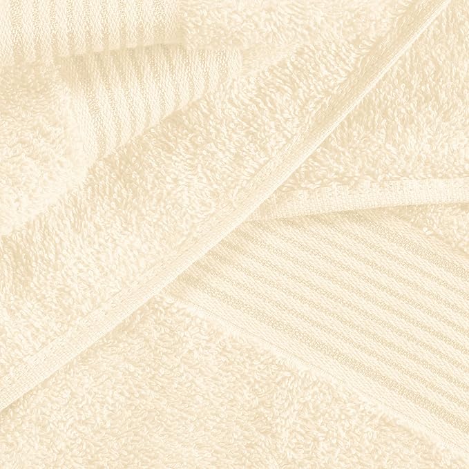 Belizzi Home Ultra Soft 6 Pack Cotton Towel Set, Contains 2 Bath Towels 28x55 inch, 2 Hand Towels 16x24 inch & 2 Wash Coths 12x12 inch, Ideal for Everyday use, Compact & Lightweight - Ivory
