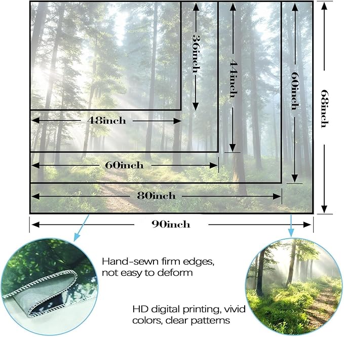 Lunerfex Tyndall Effect Forest Nature Tapestry - Sunlight Streaming Through Trees Wall Hanging for Bedroom and Living Room Decor - 6080 Inches