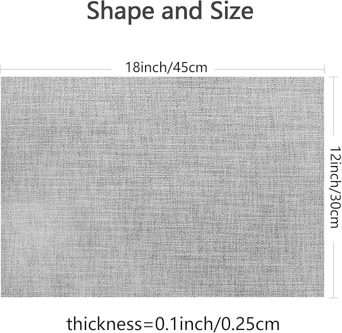 DACHUI Placemats Set of 6, Linen Look Woven Place Mats, Water Resistant, Heat Resistant, Washable, Durable Table Mats (Smoky Grey)