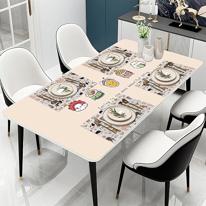 Farm Animals Cow Pig Placemats Set of 6 Place Mats for Kitchen Table Washable Farmhouse Linen Table Mats Dining Decoration 12x18 Inch