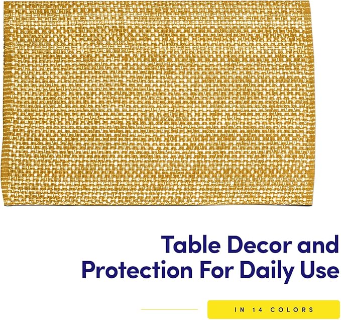 Sweet Home Collection 100% Cotton Placemats for Dining Room Rectangle Two Tone Woven Fabric 13" x 19" Soft Durable Table Mat Set, Set of 6, Orange