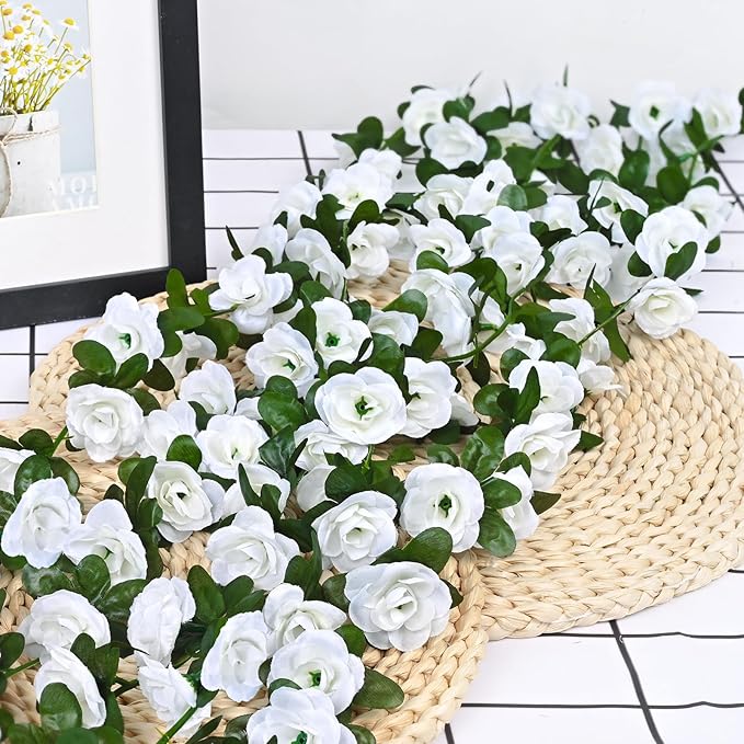 BLEUM CADE 5Pcs 41Ft Flower Garland Artificial Rose Vines for Bedroom, Cute Fake Hanging Flower Vines Floral Garland Decorations for Wedding Party Wall Room Decor Aesthetic