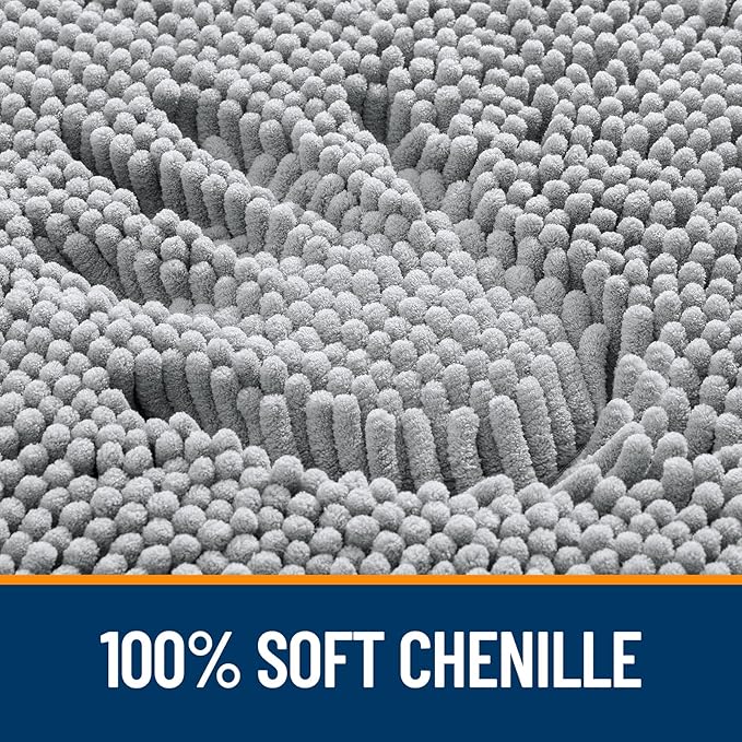 OLANLY Bathroom Rugs 59x24, Extra Soft Absorbent Chenille Bath Rugs, Rubber Backing Quick Dry, Machine Washable Bath Mats for Bathroom Floor, Tub and Shower, Home Decor Accessories, Light Grey