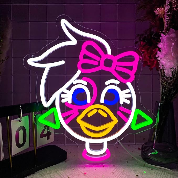 Anime Cartoon Butterfly Bunny Neon Signs for Wall Decor, Gaming Room Decor, USB Dimmable Anime Game Neon Light for Man Cave Kids Room Bedroom Bar Birthday Fan Gifts