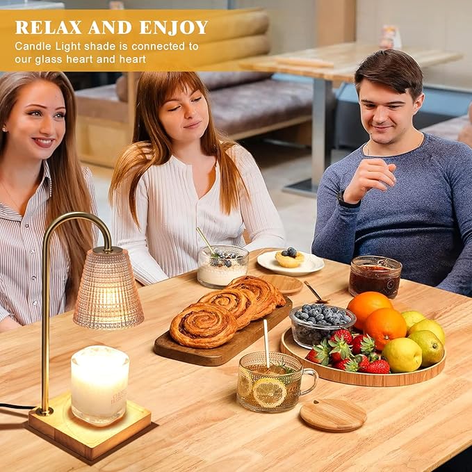 Candle Warmer Lamp-Dimmable Candle Lamp with Timer, Christmas Birthday Gifts for Women, House Warming Gifts for New Home Bedroom Decor, Wax Warmer for Scented Wax with Unique Dotted Lampshade