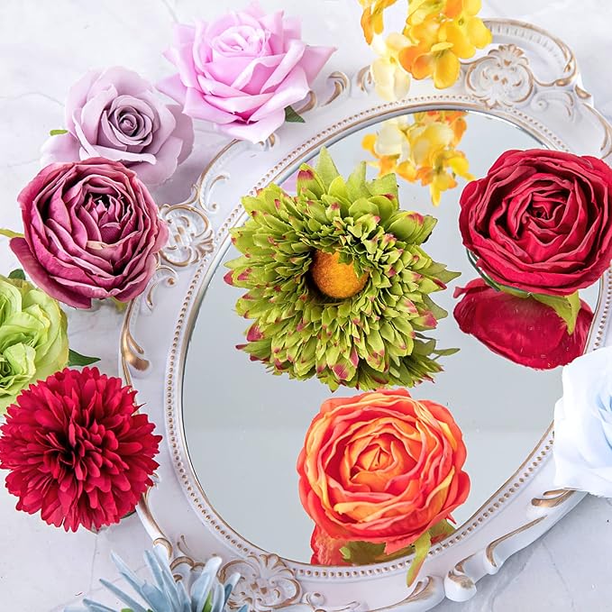 ASTRYAS 38pcs Artificial Flowers Combo Box Fake Silk Rainbow Colorful Flowers Bulks Spring Flowers Floral Arrangements for DIY Wedding Bridal Bouquets Party Home Decoration Valentines Day