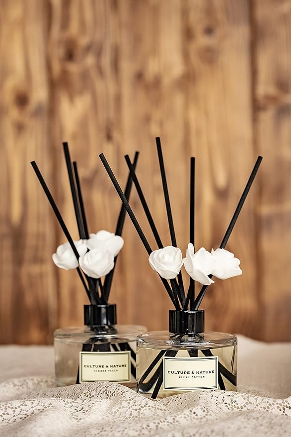 CULTURE & NATURE Reed Diffuser Set 6.7oz (200ml) Flower Market Scented Diffuser with Sticks Home Fragrance Reed Diffuser for Bathroom Shelf Decor