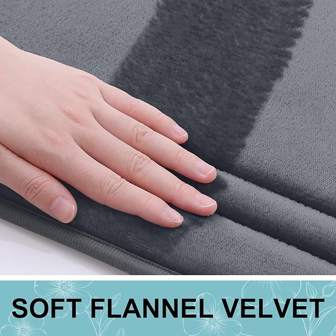Grandaily Memory Foam Bath Mat Rug 30x20, Ultra Soft, Non-Slip and Absorbent Bathroom Rugs, Machine Wash Dry, Comfortable Bath Carpet for Bathroom Floor, Tub and Shower, Dark Grey
