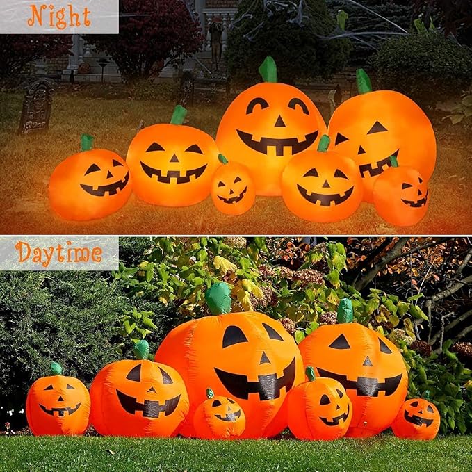 7.5 FT Inflatable Pumpkin Halloween Decorations, Halloween Blow Up Yard Decoration Clearance with LED Lights Built-in Front Yard, Porch, Lawm or Halloween Party Indoor Outdoor