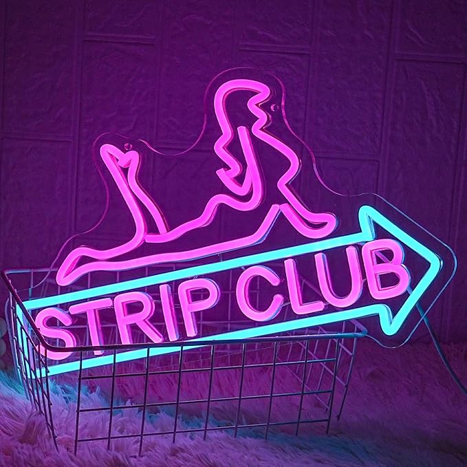 STRIP CLUB Neon Sign Women Neon Light Sign for Wall Decor Dimmable Dance Club Neon Light Sign Letter LED Sign for Bedroom Living Room Club Dancing Party Ball Christmas Gift
