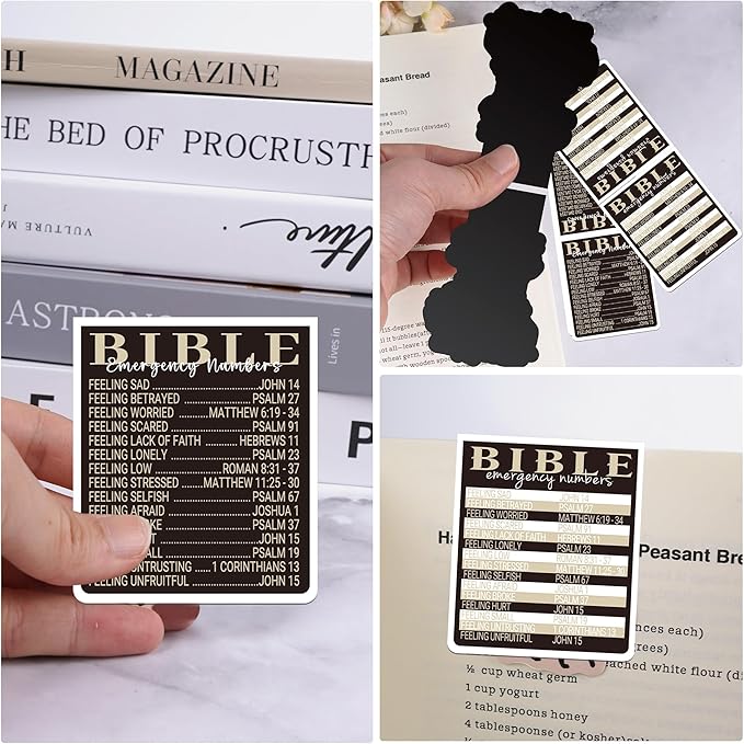 Bible Emergency Numbers Magnetic Bookmarks: 8 Pcs Christian Scriptures Magnet Book Marks, Religious Book Page Markers, Gifts Sunday School Bible Study Supplies