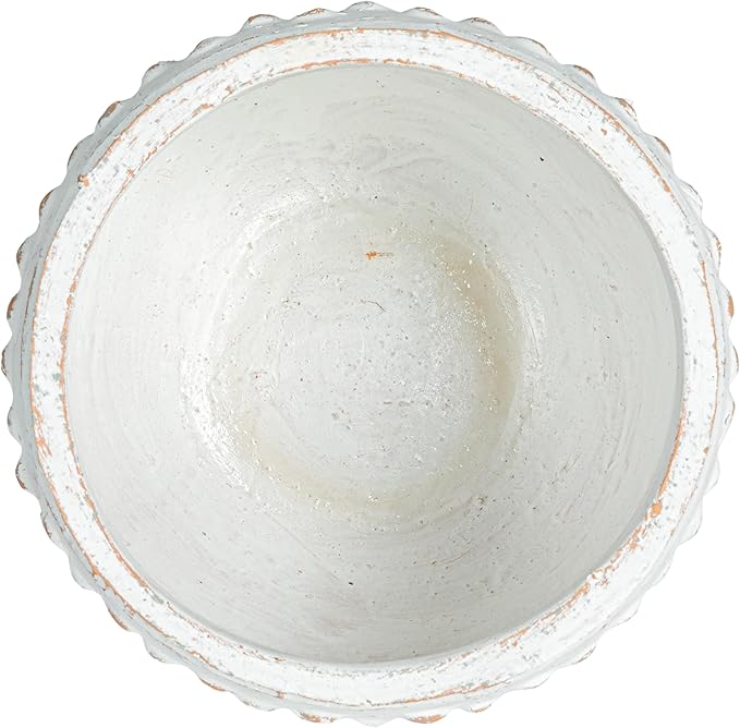 Creative Co-Op Distressed Terra Cotta Hobnail Planter, White