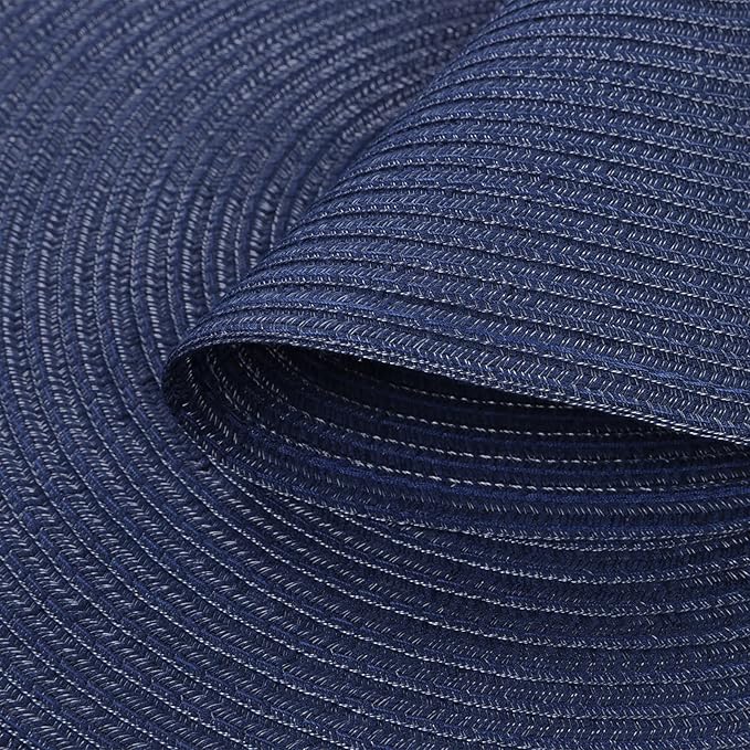SHACOS Round Placemats Set of 6 Washable 15 inch Circle Cotton Polyester Woven Braided Place Mats for Dining Table Indoor Outdoor Table Mats Home Party Wedding Decor (Navy, 6)