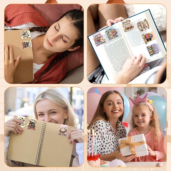 Book Lover Magnetic Bookmark - 9Pcs Flower Book Mark Magnets Cute Cat Floral Bookmarks Magnetic Bookish Magnets Book Markers Page Clip Gifts for Women Teen Students Teacher Reading Office
