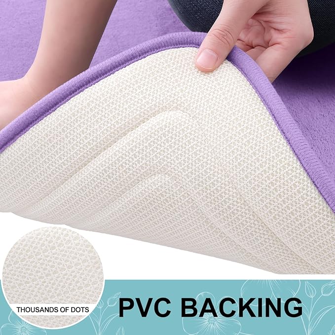 Grandaily Memory Foam Bath Mat Rug 30x20, Ultra Soft, Non-Slip and Absorbent Bathroom Rugs, Machine Wash Dry, Comfortable Bath Carpet for Bathroom Floor, Tub and Shower, Lavender