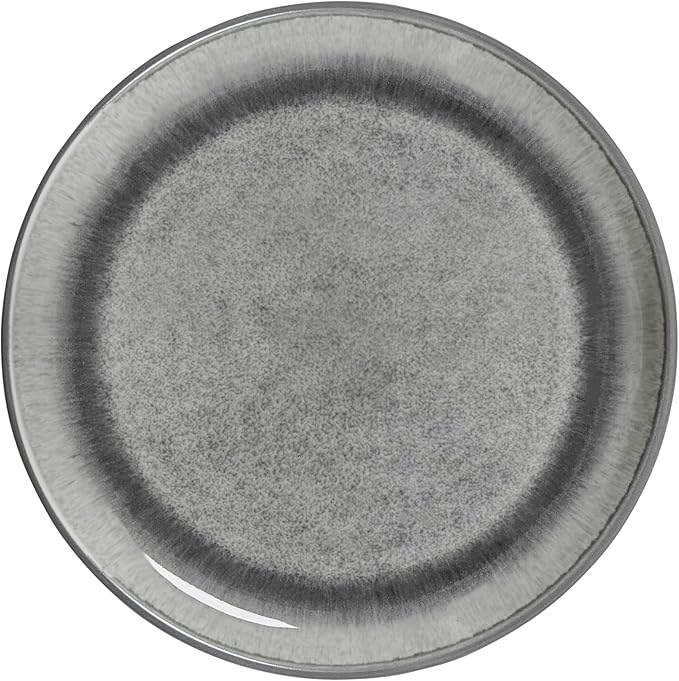 Sango Asher 12-Piece Stoneware Dinnerware Set – Service for 4, Modern Gray with Reactive Glaze, Perfect for Everyday Dining & Entertainment, Microwave & Dishwasher Safe