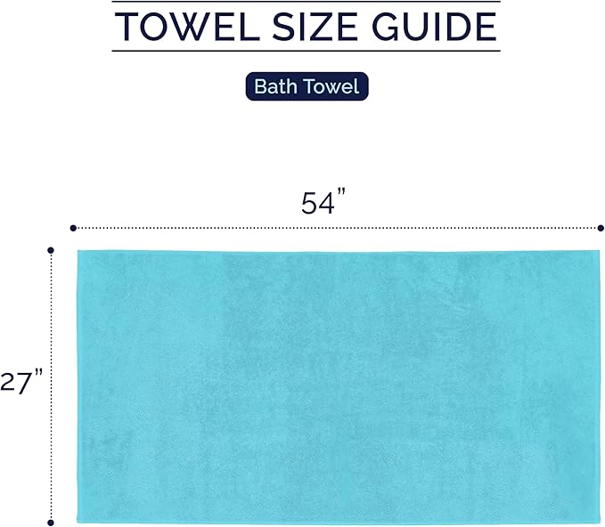 Elegant Comfort Premium Turkish Cotton 2 Pack Bath Towel Set - 27 x 54 inch, Luxurious Hotel Spa Quality 100% Turkish Cotton 2PC Bath Towel Set - Highly Absorbent - Soft Bathroom Towels, Aqua