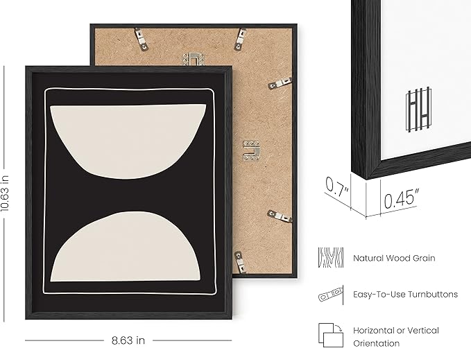HAUS AND HUES Abstract Art Wall Decor - Set of 6 Modern Art Gallery Display, Abstract Minimalist Wall Art, Mid Century Modern Artwork, Modern Art Wall Decor Neutral Art (Framed Black 8x10)