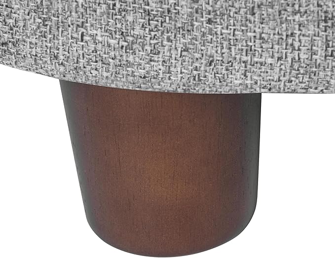 Homepop Home Decor | Upholstered Round Storage Ottoman | Ottoman with Storage for Living Room & Bedroom, Light Gray Tweed Large