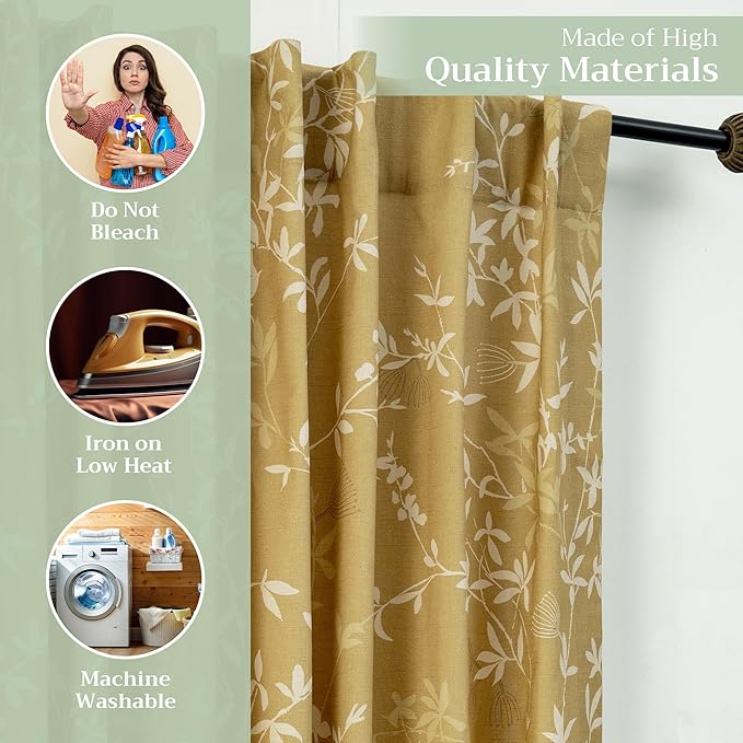 Maison d' Hermine Curtains for Living Room 100% Cotton 96 inch Length Two Panels Light Filtering Curtains for Bedroom Windows with Rod and Loop Pockets Drapes (Louxor Dark Beige, 50" W x 96" L)