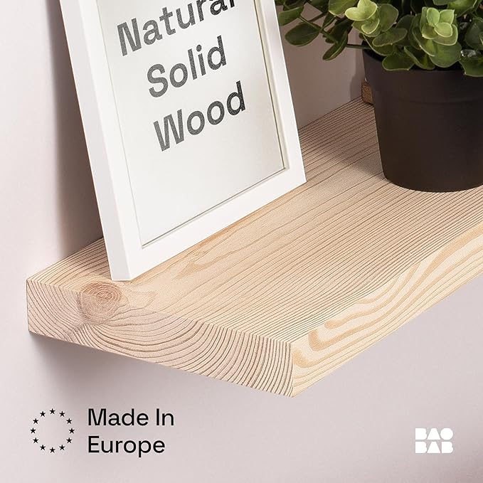 BAOBAB WORKSHOP Wood Floating Shelves for Bathroom Wall - Rustic Shelf 16 inch - Floating Wooden Shelves for Bedroom Kitchen Living Room - Natural Wood Shelves - DIY, 16 x 6.7 Inch, Set of 2