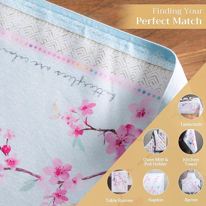 Maison d' Hermine Placemats Set of 4 100% Cotton Washable Cloth Place Mats, Reusable Table Mats for Kitchen Dining Decoration, Party, Wedding, Restaurant Spring/Summer (Blossoms in Spring, 13" x 19")
