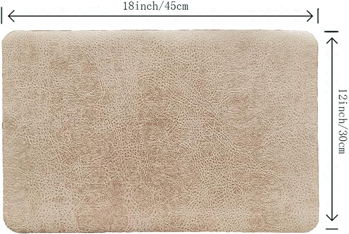 Placemats Set of 4, 6 for Dining Table, Fake Pu Table Cloth Set, Washable Textile Mats 12"x18" Brown