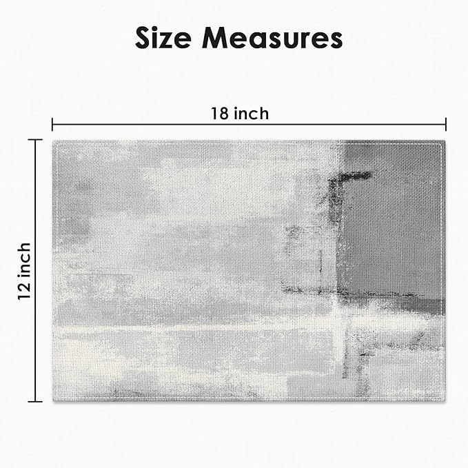 Emvency Farmhouse Placemats Set of 4, Vintage Light Gray and Dark Gray Art Painting 12x18 Inch Abstract GreyTable Mats for Outdoor Home Party Kitchen Dining Decoration