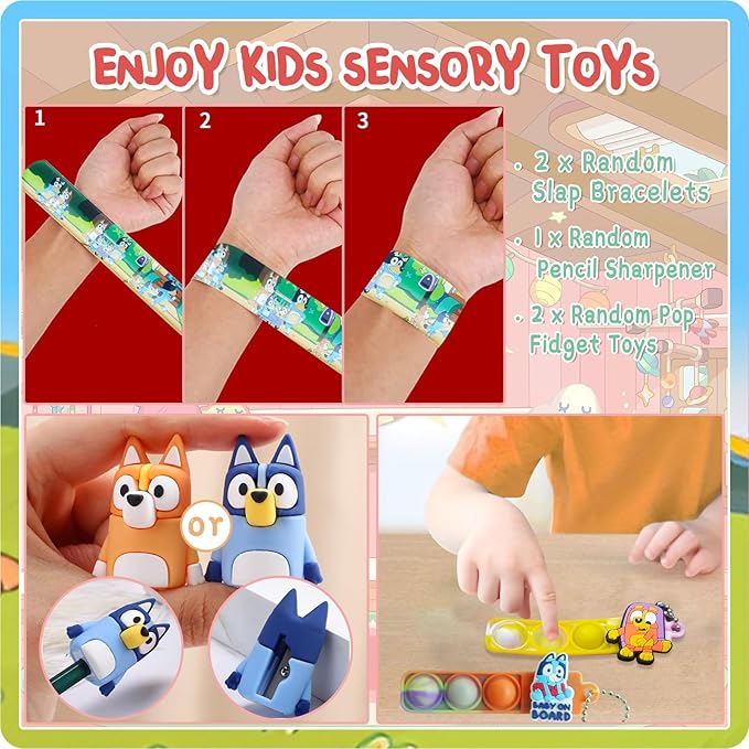 Birthday Gifts Set for Kids: Bath Bombs with Surprise Toy Inside, Bath Slime, Fidget Squishy Toys, Pop Fidget Toys, Silicone Coin Purse, Slap Bracelets, Pencil Sharpener, Relaxing Gift Set for Kids