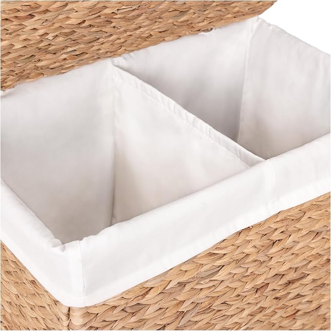 Seville Classics Premium Natural Handwoven Portable Laundry Bin Basket with Carrying Handles, Household Storage for Clothes, Linens, Sheets, Toys, Rattan, 3-Piece Hamper Set