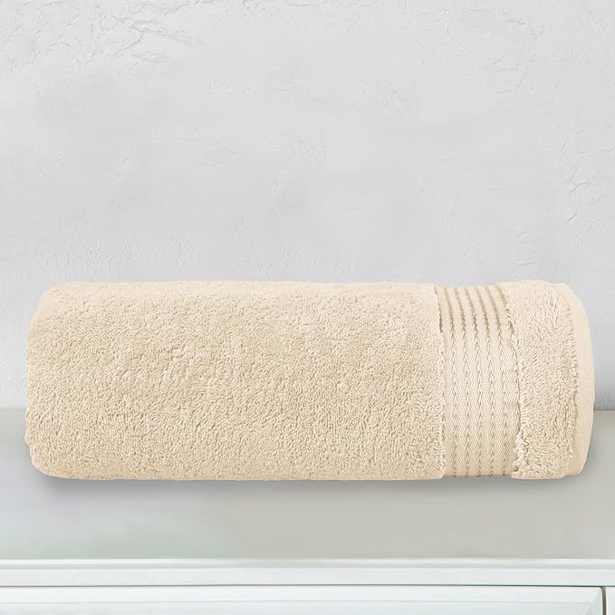 Elegant Comfort Premium Turkish Cotton 1 Piece Jumbo Bath Towel - 35 x 70 inch, Luxurious Hotel Spa Quality 100% Turkish Cotton Large Bath Towel - Highly Absorbent - Soft Bathroom Towel, Ivory