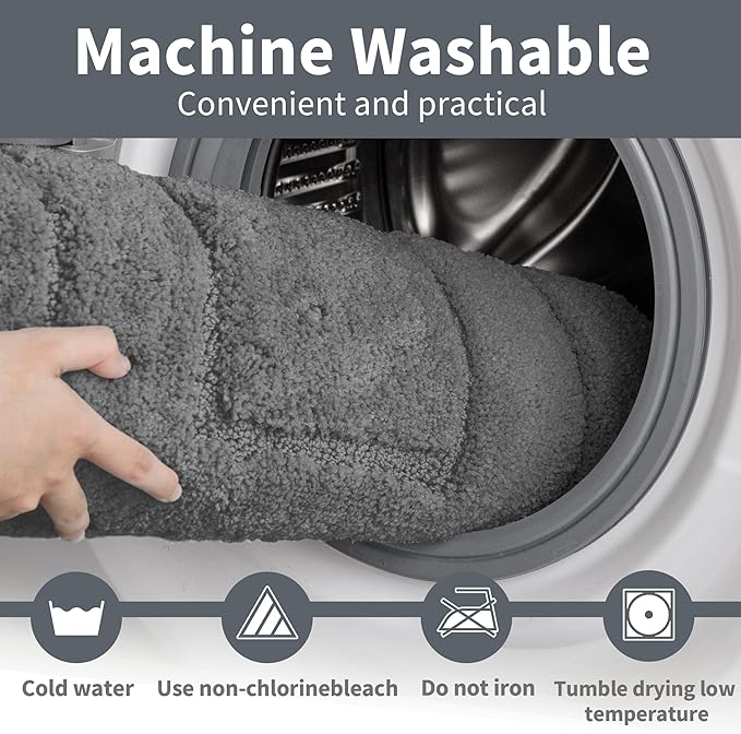 GRANNY SAYS Large Bathroom Rugs Non Slip Washable, 24" x 48", Water Absorbent Bath Mats for Bathroom, Thick Soft Shaggy Bath Rug, Microfiber Shower Room Floor Mat Decor, Deep Gray