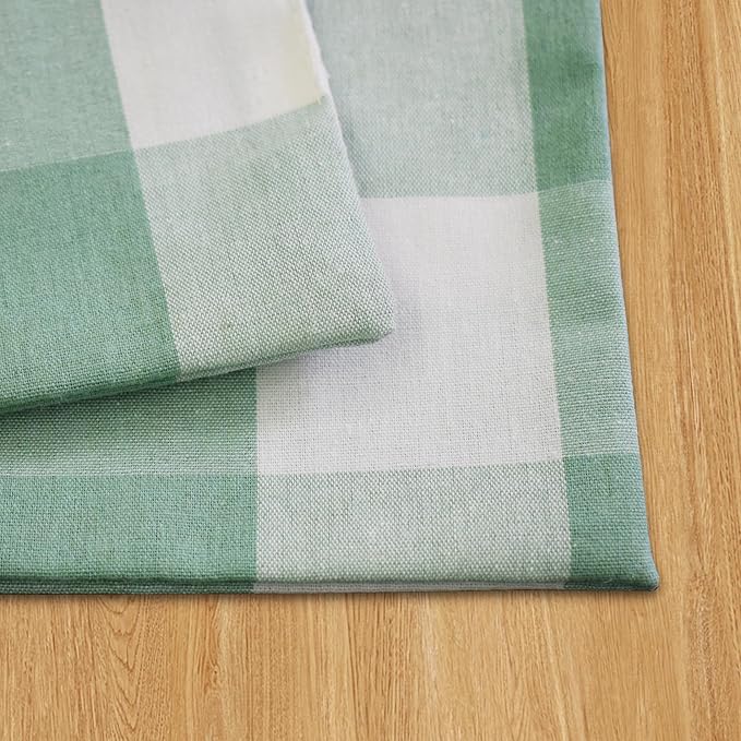 Green & White Placemats Cotton Buffalo Check Gingham Farmhouse Set of 4 Heat Resistant 2 Side Dining Table Place Mats for Kitchen Table, 12 x 18 inches