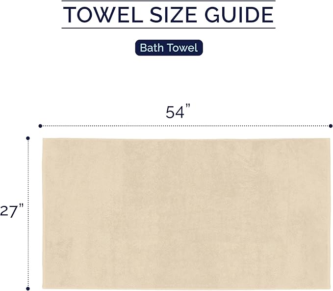Elegant Comfort Premium Turkish Cotton 2 Pack Bath Towel Set - 27 x 54 inch, Luxurious Hotel Spa Quality 100% Turkish Cotton 2PC Bath Towel Set - Highly Absorbent - Soft Bathroom Towels, Ivory