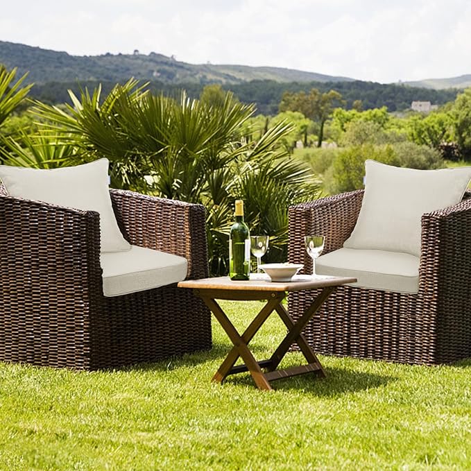 Deep Seat Cushions, Outdoor Cushions, Patio Furniture Cushions, Deep Seat & Back Cushion Patio Cushions for Backyard Couch Sofa Fade Resistant (22x24x4 inches 2 Sets, Beige)