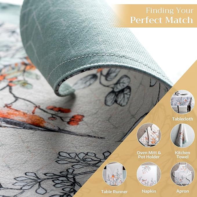 Maison d' Hermine Placemats Set of 4 100% Cotton Washable Cloth Place Mats, Reusable Table Mats for Kitchen Dining Decoration, Party, Wedding, Restaurant (Whitish Shabby Chique, 13" x 19")
