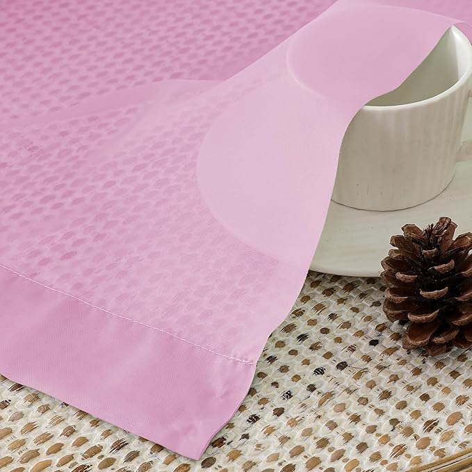 Aiyufeng Pink Sheer Curtains 54 inch Length Living Room Short Voile Drapes Solid Sheers Cafe Curtains Voile Bathroom Small Window Sheers 2 Panels Set, Rod Pocket, 40" Wx54 L