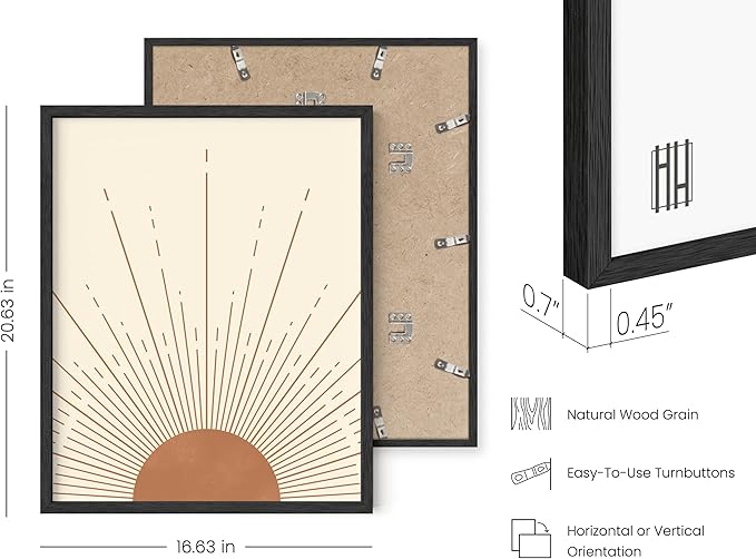 HAUS AND HUES Boho Prints Neutral Wall Art - Set of 6 Boho Art Prints Mid Century Modern Wall Art | Bohemian Artwork for Wall Aesthetic Decor (Black Frame, 16x20)