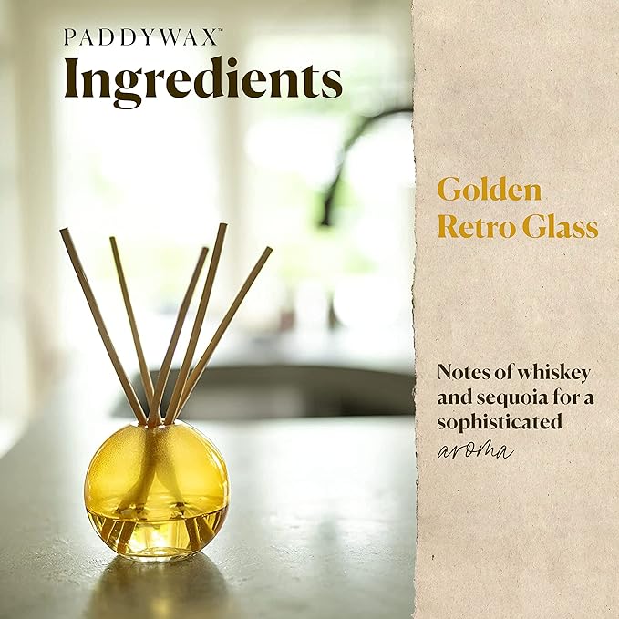 Paddywax Retro Glass Realm Collection Reed Diffuser, 4-Fluid Ounces, Pink - Dusk