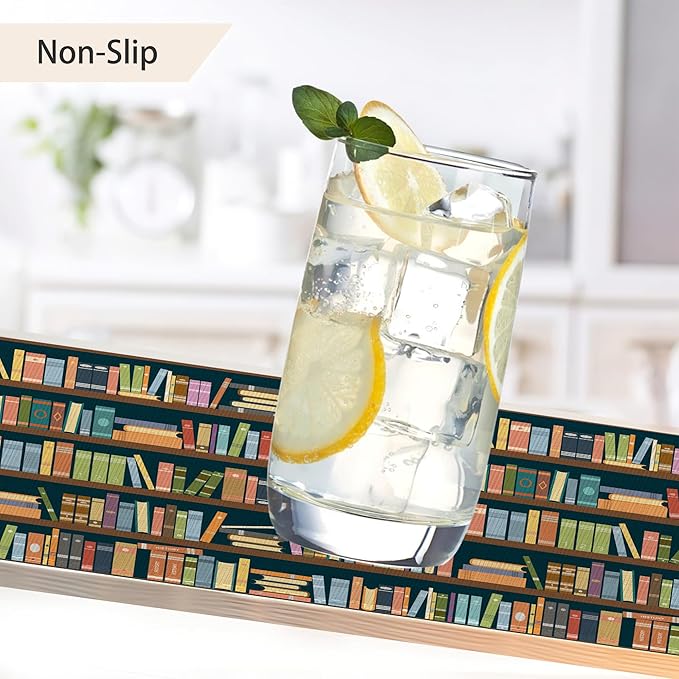 Bookshelf Placemats Set of 6,Library Book Place Mats Heat Resistant Washable Non-Slip Table Mats for Party Kitchen Dining Decor 12x18 Inch