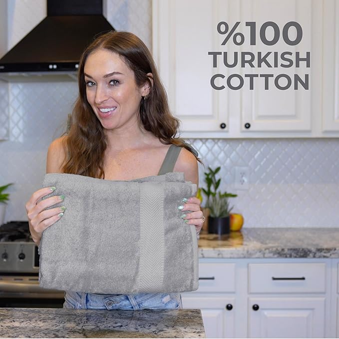 TEXTILOM Bath Towel Set – Hotel and Spa Quality & Soft & Absorbent & Quick Dry Bath Towels for Bathroom – 100% Turkish Cotton Bathroom Towels Set of 4 (27 x 54 inches)- Grey