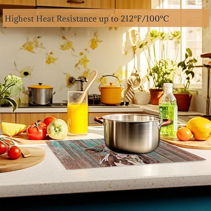 Highland Cow Retro Placemats Set of 6 Washable Table Mats for Kitchen Dining Table,Heat-Resistant Place Mats for Indoor Outdoor Party Holiday Decoration