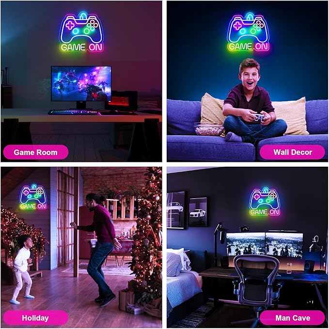 Gamer Neon Sign, Dimmable Neon Controller Sign for Gaming Room Decor, USB Powered Gamepad Shaped Gaming Neon Sign for Teen Boys Room Decor - Best Gifts Led Gaming Sign for Teenage Boys Kids
