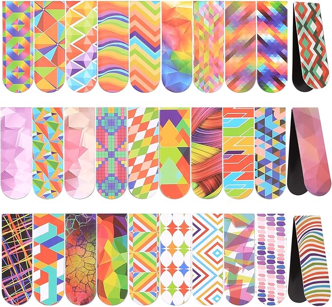 30 Pcs Magnetic Bookmarks, Mini Geometric Page Markers Magnetic, Geometric Magnetic Page Stand Bookmarks for Teachers School Home Office Reading Bookmarks