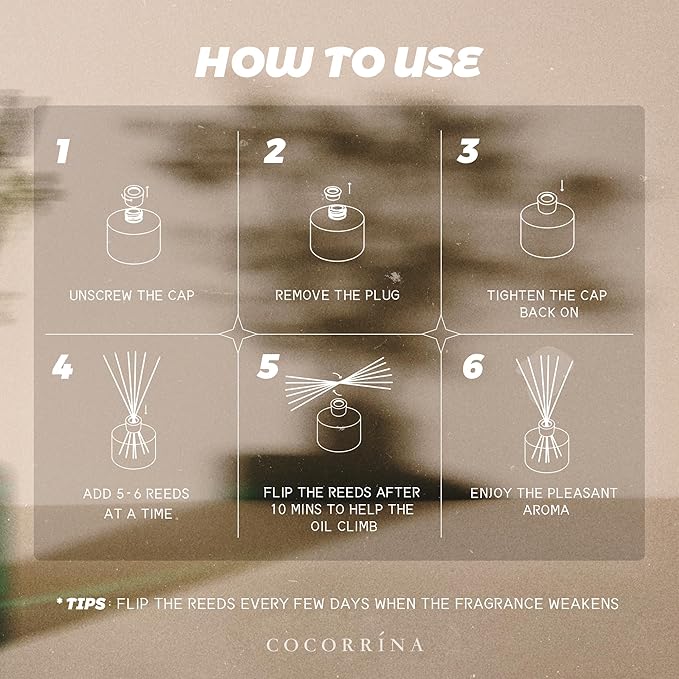 Cocorrina Gypsum Flower Reed Diffuser Set for Bathroom Décor – Eucalyptus & Freesia Scent, 6.76 oz with Sticks & Oil – Home Fragrance for Bathroom & Living Space