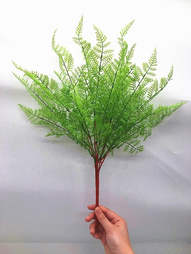 CATTREE Artificial Shrubs Bushes, Plastic Fern Leaves Persian Grass Fake Plants Wedding Indoor Outdoor Home Garden Verandah Kitchen Office Table Centerpieces Arrangements Christmas Decoration 4 pcs